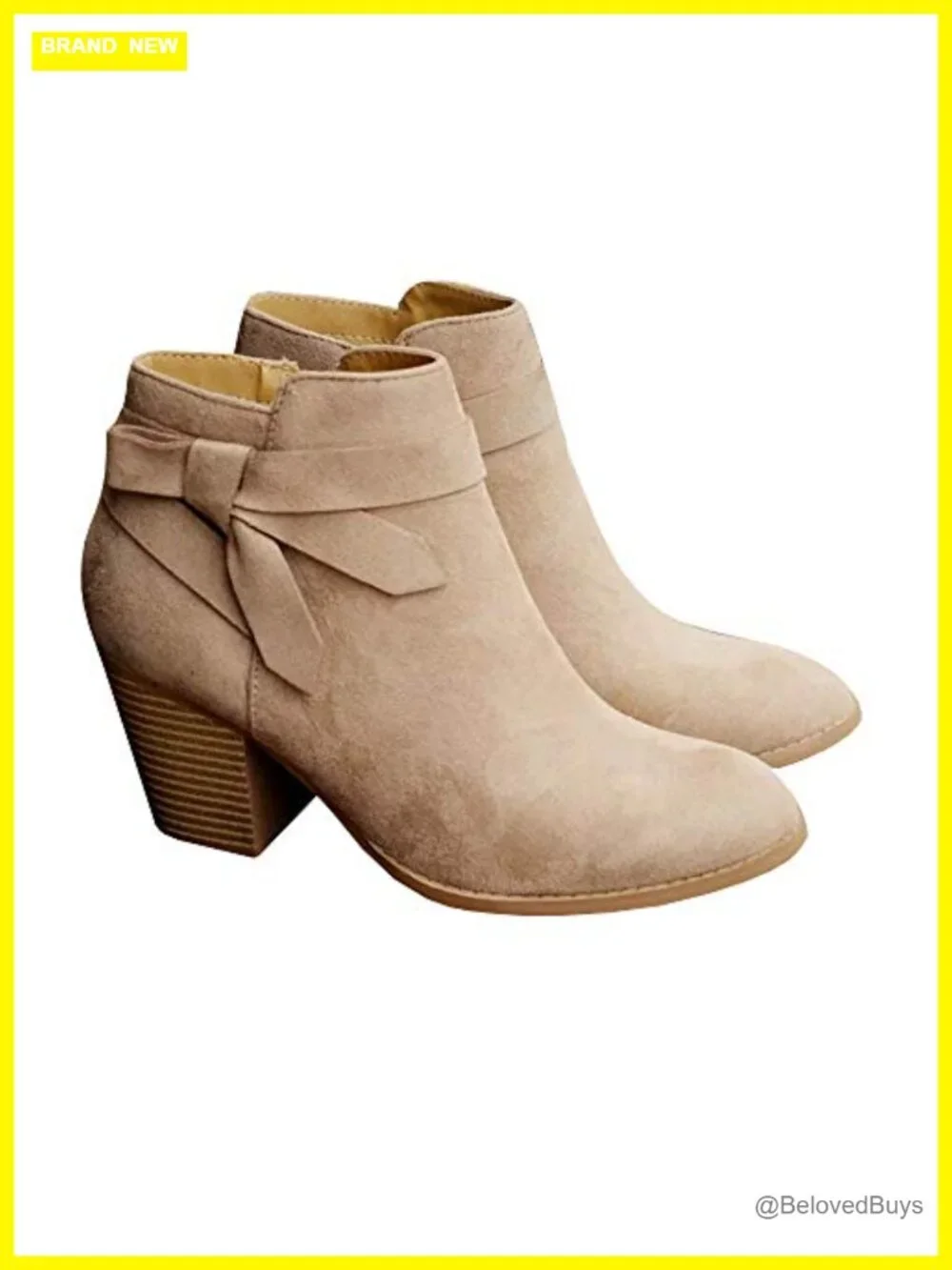 Faux Suede Chelsea Booties with Stacked Block Heel and Zipper